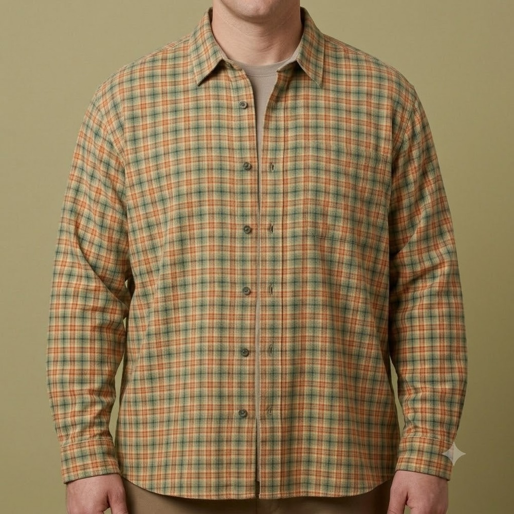 Royal Robbins Plaid Button Down Shirt‎ Men's XXL Green Orange Cotton